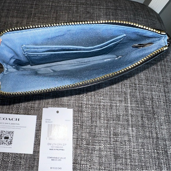 ⚡️FLASH SALE COACH Monogram Print Corner Zip Wristlet in Navy - Picture 8 of 13